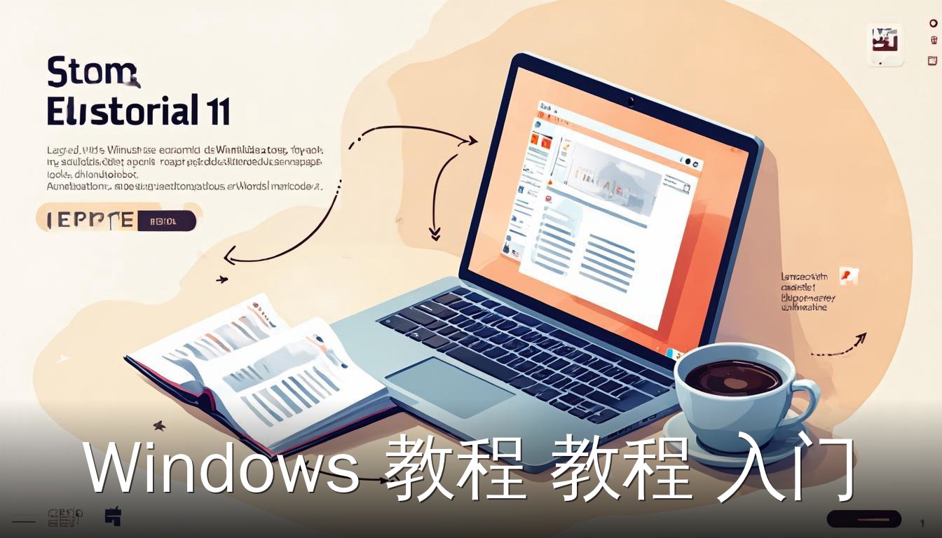 Windows 教程入门教程封面图，展示笔记本电脑和教程书