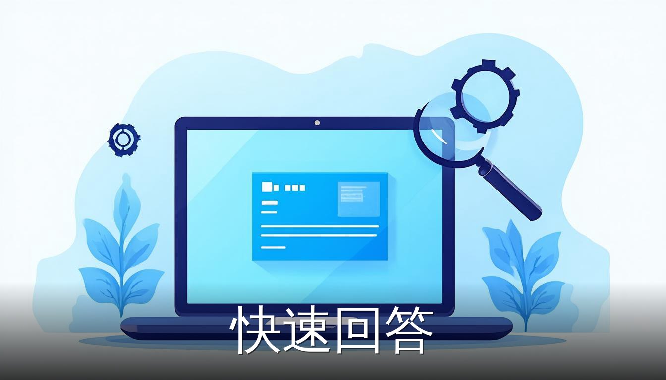 windows错误代码查询 蓝色错误屏幕 放大镜 齿轮 扁平插画